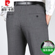 Pierre Cardin (Pierre Cardin) Pantalones de seda de morera para pantalones de padre de mediana edad de verano Pantalones de traje de traje de rayas informal de negocios rectos