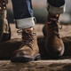 Maden Martin boots men's work boots British style high-top leather shoes trendy men's boots short boots leather boots yellow brown 42 (260mm)