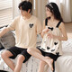 Lemianxin couple pyjamas pour femmes en été coton pur coton femmes vêtements à la maison suspense coton décontracté hommes pyjamas d'été costume dd9902 m femmes + hommes l