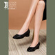 Lu Shinan Arbeitsschuhe für Frauen, die nach langem Stehen nicht müde sind, dicke Heels einzelne Schuhe für Frühling und Sommer, hellem Mund rund Zeh bequeme, weiche alleinige Absatz Leder-Schuhe Schwarz 181-691q (3,5 cm) 36