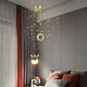 Muduo Bedside Chandelier Modern Simple Light Luxury 2025 New Nordic Design Creative Personalized Moon Bedroom Chandelier Crescent Gold 20CM2m Crane Line LED Three-color Dimming