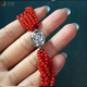 Yanhao coral necklace, round bead multi-strand evening makeup necklace, high-end jewelry that shows temperament, a birthday gift for my wife during festivals