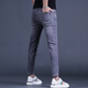 KuRenTou (KuRenTou) 2023 Spring and Autumn New Men's Trendy Smoke Gray Crispy Clipper Jeans Slim-fitting Small-footed Trendy Brand Casual Pants Trendy 1049 Gray 28