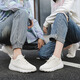 
Multi-sports walking shoes men's shoes women's shoes all seasons lightweight one foot breathable soft sole running and walking non-slip casual shoes 689 black and white [men and women] 42