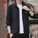 Li Ning Sports Jacket Men's Spring and Autumn New Windproof Casual Cardigan Windbreaker Jacket Loose Large Size Running Charge Top Black Stand Collar Sports Jacket L/175 (130-145Jin Jin is equal to 0.5 kg)