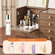 SHUSHI dust-proof cosmetics storage box wooden dresser desktop drawer-type large-capacity skin care product storage rack with mirror dust-proof cosmetics storage box with mirror 48.5*19*25cm