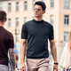 Mr. Bu star same model as machine-washable wool short-sleeved sweater for men's knitted base shirt [small turtleneck] Piano Black 2XL (185)