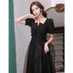 Seidler black evening dress for women's banquet, light luxury and noble French Hepburn style annual meeting vocal music test long style black XXXL (recommended 136-145 Jin Jin equals 0.5 kg)