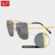 雷朋（RayBan）太阳镜金属方形时尚开车驾驶眼镜偏光墨镜男女0RB3636礼物 9196G6复古金镜框 尺寸58