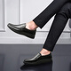 Yichi (Egchi) Business Casual Shoes Herren Lederschuhe Großgröße Cover-Schicht Cowide im mittleren Alter 36274 Schwarz 43