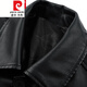 Pierre Cardin (Premium Exclusive) Autumn and Winter Over-the-Knee Long Leather Jacket Men's Velvet Thickened Soft Leather Windbreaker Dad Leather Coat Men's Jacket Knitted Black 175