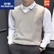 ROMON Fashion men's knitted vest vest autumn and winter sleeveless sweater slim vest base shirt V-neck thread SXZFS-14126 khaki + dark blue L