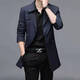 
ZMEX mid-length windbreaker men's clothing spring new single-breasted large-size jacket business casual coat thin men's jacket suit collar thin jacket black 175/92A_Suggestion 115-125Jin[Jin equals 0.5 kg]