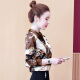 Zi Lingyu chiffon shirt for women spring 2022 new Korean version versatile western style shirt fashionable temperament slimming long-sleeved top for women brown L