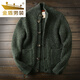 Golden Shield Wool Cardigan Italian Station Men's Autumn and Winter Thickened Knitted Sweater Jacket Green XL (165-190Jin Jin equals 0.5kg)