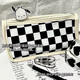 Boquan transparent checkerboard pencil case ins style student visible super large capacity high-looking student stationery storage pencil case black checkerboard pencil case + Pacha dog pp clip