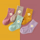 Niuniu Mengbao [5 pairs packed] children's socks girls spring autumn winter mid-calf cotton daisy baby children's socks daisy (5 pairs packed) (32-37 shoe size) recommended for 8-12 years old