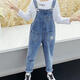 Disney (Disney) Girls Denim Overalls Set 2024 Spring and Autumn Girls Jeans Loose Girls Overalls Girls Pants White Embroidery T 110