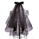 Crystal bow black veil mesh gothic wedding dress headdress cos photo bridal hair accessories retro dark style black bow veil-hair comb style