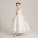 Disney girls white western-style long-sleeved princess dress children's presenter fluffy little girl western-style princess dress flower girl evening dress girl piano performance suit autumn and winter pink short 100cm