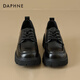Daphne British Style Leather Chaussures pour femmes 2023 Automne Black Lace-Up Single Chaussures Japonais Retro Mood Black 38