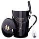 Jinshun Xinrong Twelve Constellations Creative Personalized Cup Ceramic Mug with Covered Spoon Home Drinking Cup Office Tea Cup Couple Black Libra (with Covered Spoon) 401-500ml