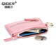 Qiger Neue Kapazität Schlüsselbeutel für Frauen echte Kuhlattenwagenschlüsselkette für Männer Mini kleine Kartenbeutel Brieftasche integrierter Tasche schwarz [Reißverschluss 6 Schnalle]