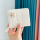 AK folding small wallet for women mini short multi-card card bag integrated bag student fashion simple niche design money beige small flower [white wallet] anti-demagnetization