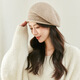Jimmy Leaf Korean style autumn and winter thick hat for women solid color versatile wool knitted hat new winter warm retro beret black gray