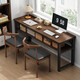 Min Yu Long Table Narrow Table Home Long Table Work Table Simple Desk Simple Computer Desk Writing Desk Rectangular Table Double Layer Warm White + White Frame 120cm