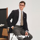 Jaqueta de traje de lana pura de Monty Monty [VBC] Hombres, traje casual de arenga azul marino Single, azul marino 1336 48