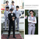 Xinhan best man wedding dress brother suit men's large size brother group summer western shirt vest suit dress clothes long sleeve shirt + gray pants + gray vest + black bow tie PT L