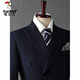 Woodpecker (TUCANO) Men's Suit Casual Business Formal Wear Groomsmen's Wear Groom's Wedding Double-breasted Striped Suit Jacket Men's Black (suit + trousers) 52/XL (125-135Jin Jin equals 0.5kg)
