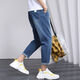 
Zuoyoupin (zuoyoupin) jeans men's cropped pants summer casual straight pants men's fashion boys versatile trendy trousers TC673 light blue S