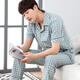 Pretty Ya (Qiaoliya) Pure Cotton Herren-Sommerpyjamas kurzärmeliger Anzug Dünne Sommerhosen Männer mittleren und älteren Frühlings- und Herbststilen Haus 698 L (Empfohlen 110-130 Jin [Jin gleich 0,5 kg]))