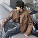 Poum American Retro Motorradanzug Leder Jacke Männer Frühling Mode hübsche Jacke Lose Casual Modemarkjacke Männer Qyrj-G141 Brown XL