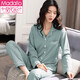 
Modal spring and autumn women's pajamas pure cotton long sleeve middle-aged and young two-piece set simple winter cotton home clothing set women's summer 12806# M