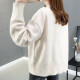 Hengyuanxiang Knitted Sweater Women's Spring and Autumn New Korean Version V-neck Buttoned Loose Slim Women's Top Fashion Versatile Solid Color Sweater Cardigan ing Trendy Jacket Women 0947 Beige One Size