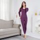 Yalu De velvet women's thermal underwear women's thickened and velvet cold-proof winter young women's large size autumn clothes and long pants set rose purple women (thick and velvet) XL/165