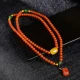 Au Caini South Red Bracelet Baoshan Agate Pixiu 108 Round Beads with Amber Beeswax Bucket Beads Multi-circle Bracelet for Men and Women
