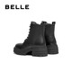 百丽（Belle）厚底增高马丁靴女商场款真皮户外短靴3N140DD4预售 黑色-单里 34 (220mm)