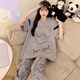 Junjunsui Dimei Pajamas para mujeres Pantalones puros de algodón puro Pantalones de manga corta Spring y otoño Gran tamaño 200 Jin [Jin equivale a 0.5 kg] Summer Student Student Clothing Conjunto de ropa a corta duración de longitud 671 Dingdang Cat 2xl grande (150-170 Jin [Jin es igual a 0.5 kg])