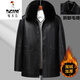 Woodpecker (TUCANO) plus fat and larger leather leather jacket for middle-aged and elderly men plus velvet thickened lapel imitation sheepskin jacket warm coat 8005 brown (hair collar removal) L 175 (100-120Jin [Jin equals 0.5 kg])