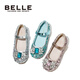 Belle Children's Shoes Little Girls Princess Shoes Summer New Fashion Shoes Girls Sequined Crystal Shoes Children's Leather Shoes Silver 29 Foot Length 18.1-18.7cm