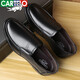 CARTELO top layer cowhide men's business formal casual leather shoes with one foot breathable soft sole non-slip middle-aged and elderly dad shoes Black single shoes 40
