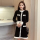 KuoyiHouse knitted dress 2021 spring and autumn design, high-end, light and mature style, paired with a coat, slim fit XNMK1058 black, one size fits all