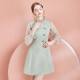 Sugar power autumn wave dot see-through organza blouse suspender two-piece top for women apricot color (cream nude color) M