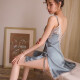 Langsha Nightdress Suspender Pajamas Thin Women's Summer Simulated Silk Sexy Lace Smooth Silk Home Clothes