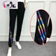 230Jin [Jin equivale a 0,5 kg] pantalones y pantalones de tamaño extra grande de mujeres con pantalones con pantalones de tamaño grande de grasa 200jin [Jin equivale a 0,5 kg] grasa suelta MM Pantalones deportivos de otoño Pantalones casuales 1585 pantalones negros de color inferior 5xl tamaño 200 a 230Jin [Jin equivale a 0,5 kg]]