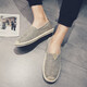 Feelaces alte Peking-Stoffschuhe Herren-Stoffschuhe Leinen Leinwand Schuhe Fischerschuhe ein Fuß Stroh gewebte Schuhe Lazy Schuhe grau 2905 Leinen 39